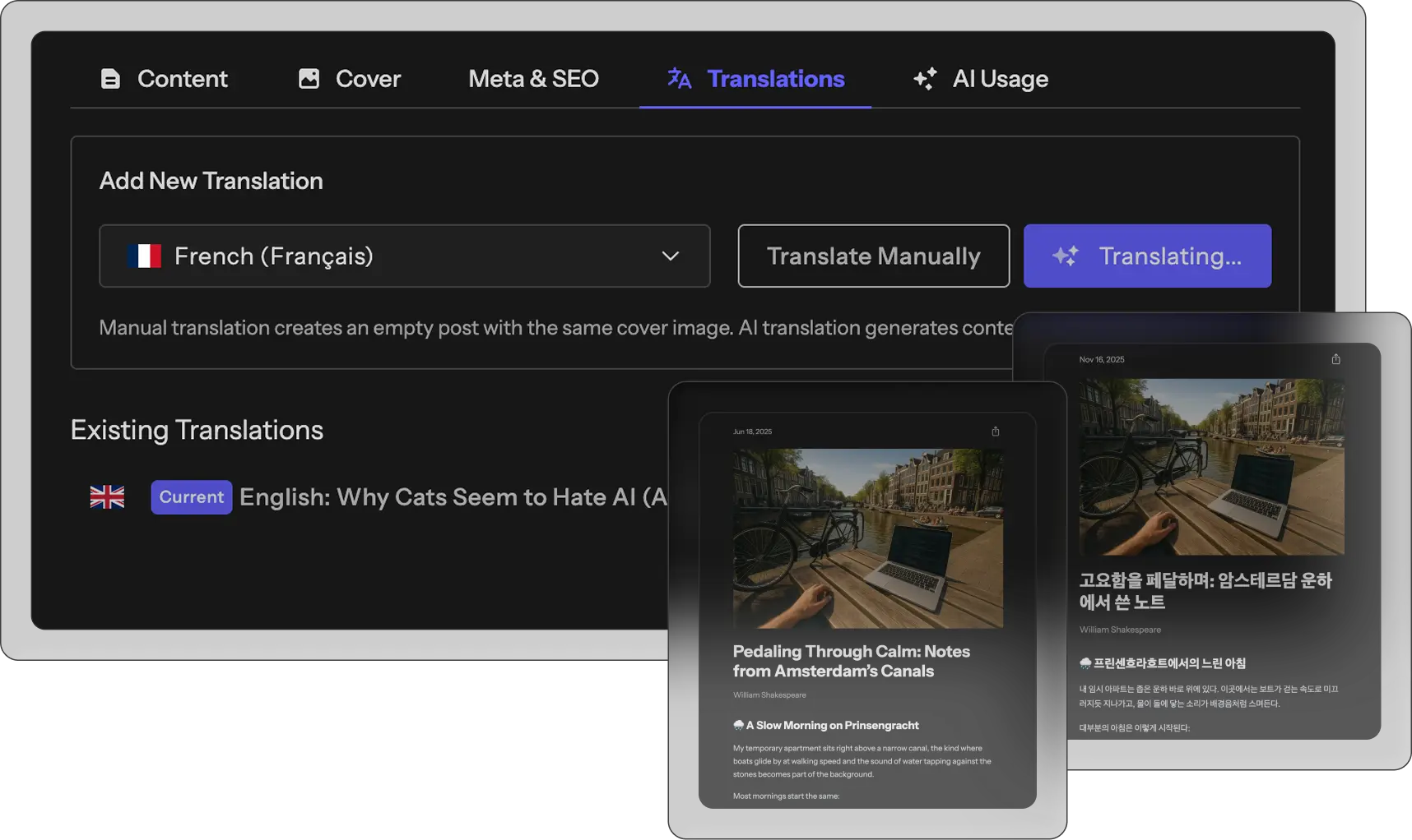 A clean, modern application dashboard