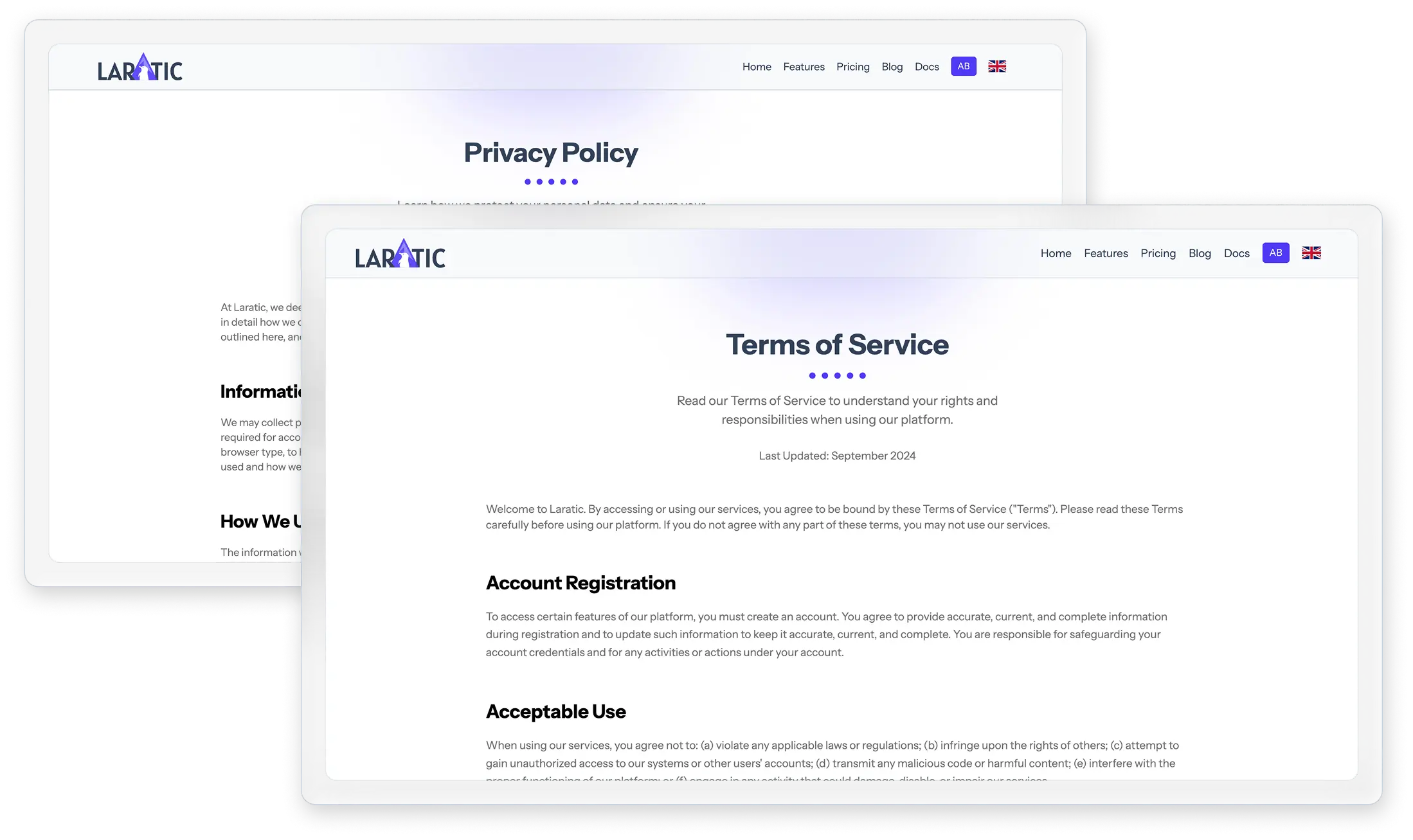 Privacy & Terms Pages